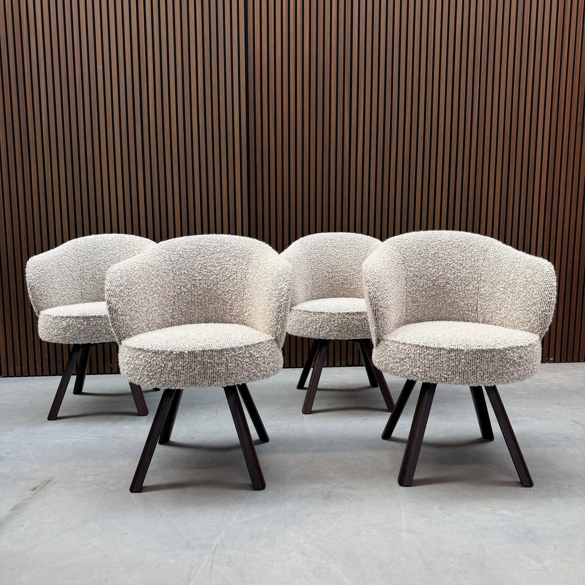 Bielefelder Werkstätten Dining Chairs Set of 4 – Grey Bouclé