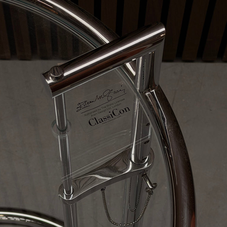 ClassiCon E 1027 Adjustable Side Table – Clear Glass & Steel