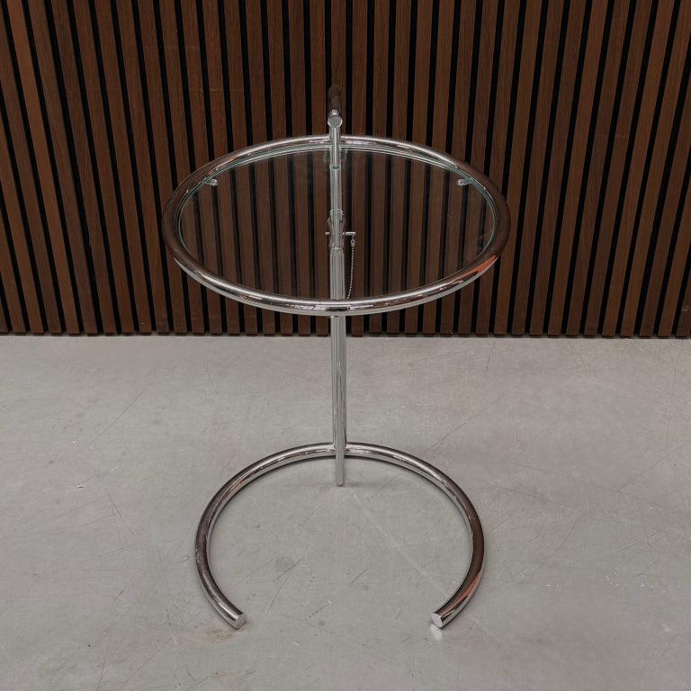 ClassiCon E 1027 Adjustable Side Table – Clear Glass & Steel