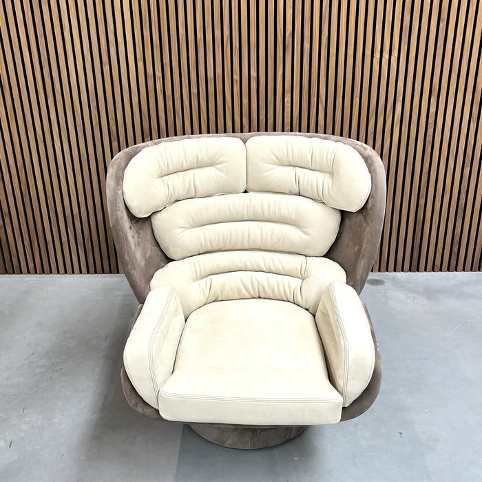Longhi Elda Chair – Suede, Creme & Taupe