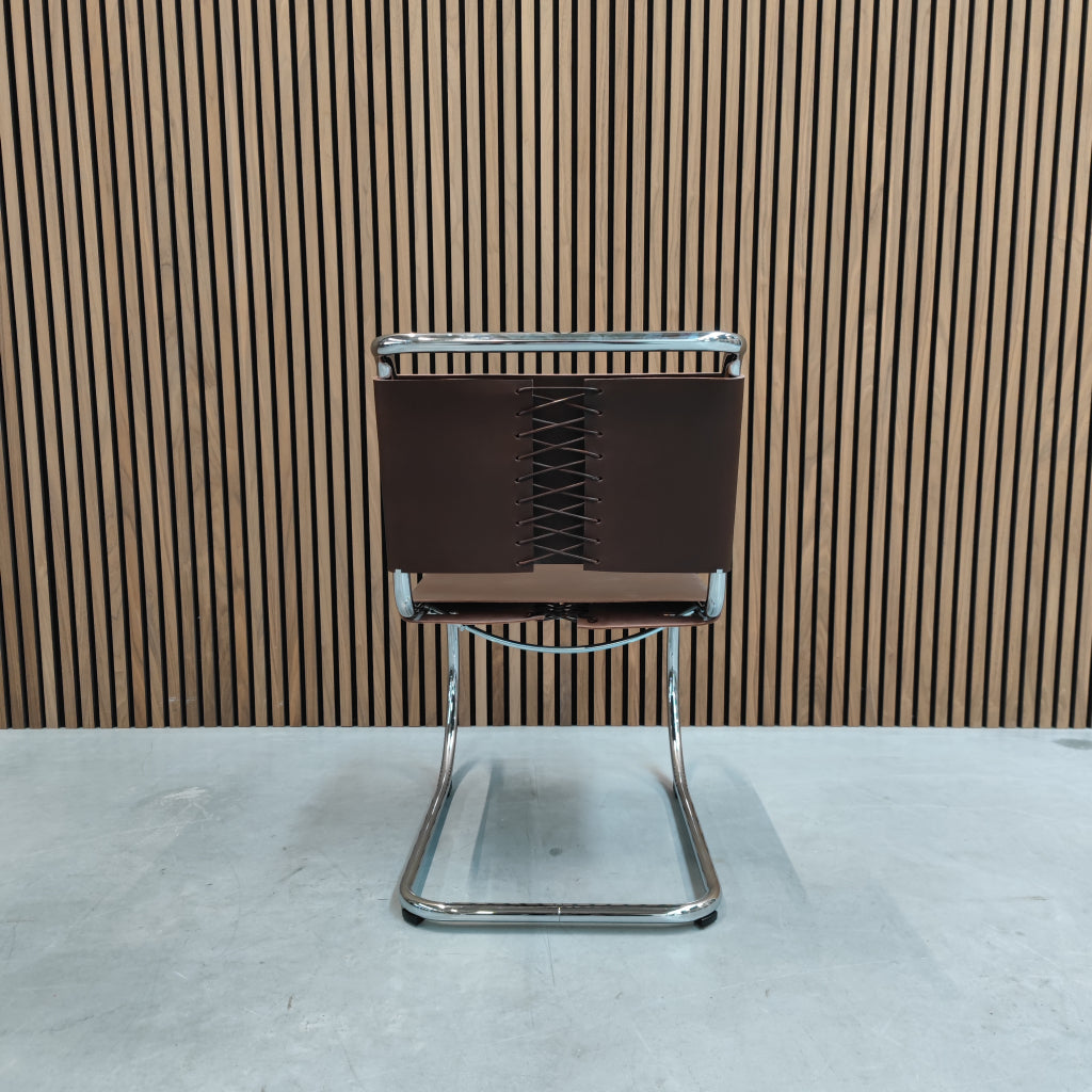 Thonet S 533 Eetkamerstoel  Chroom met Mokka Leder