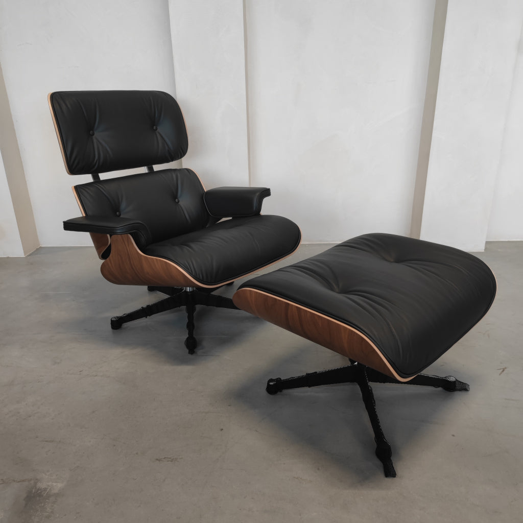 Vitra Eames Lounge chair - Notenhout zwart - Nero leder