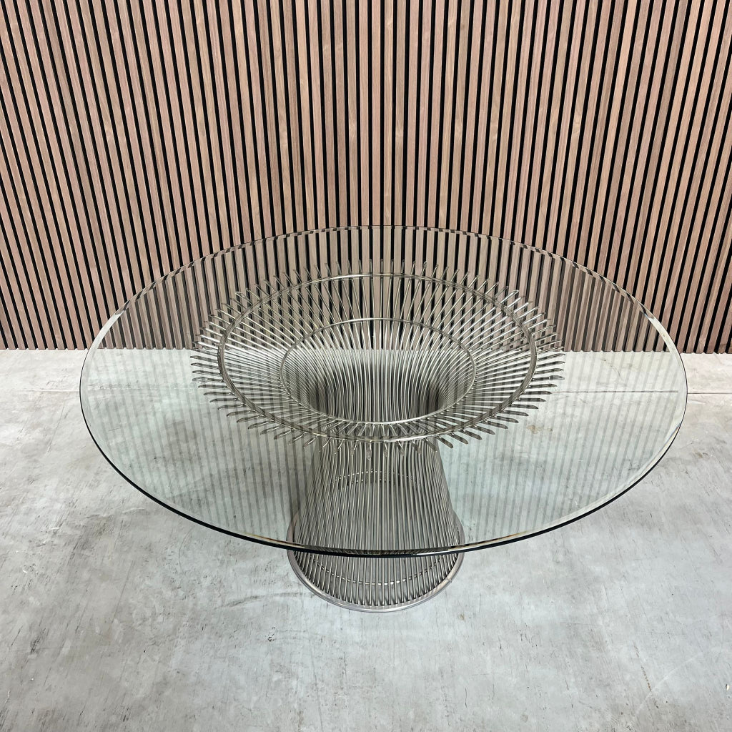 Knoll Warren Platner eettafel - glas/nikkel - 135cm