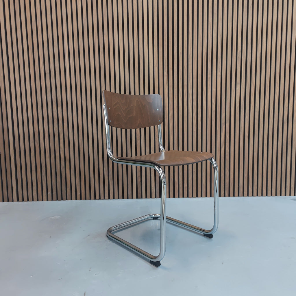 Thonet S 43 Stoel  Donker Walnoot Hout met Chroom