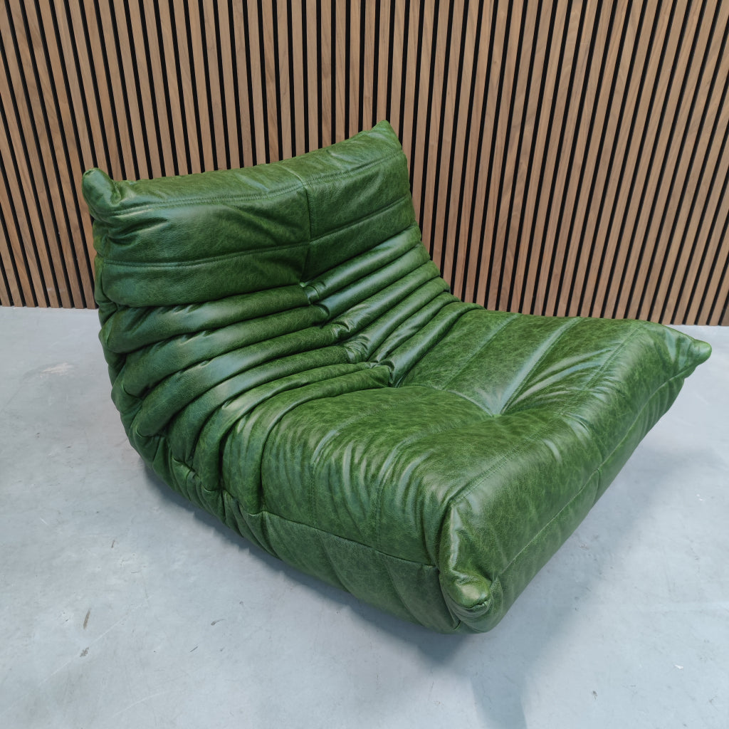 Ligne Roset Togo Fireside Chair 1-zits | Rustical Green Leer