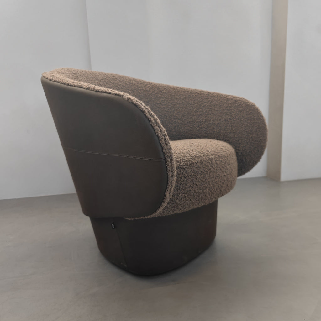 COR Roc Fauteuil  Mokka Leder en schapenvacht bekleding