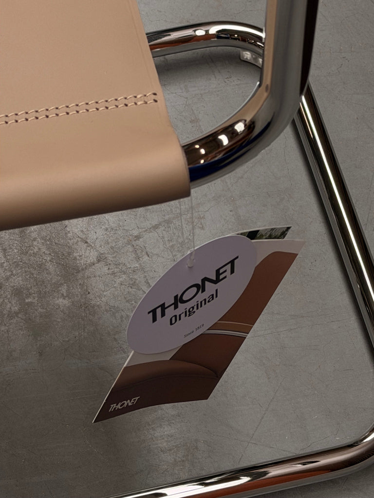 Thonet S33 stoel kernleder beige