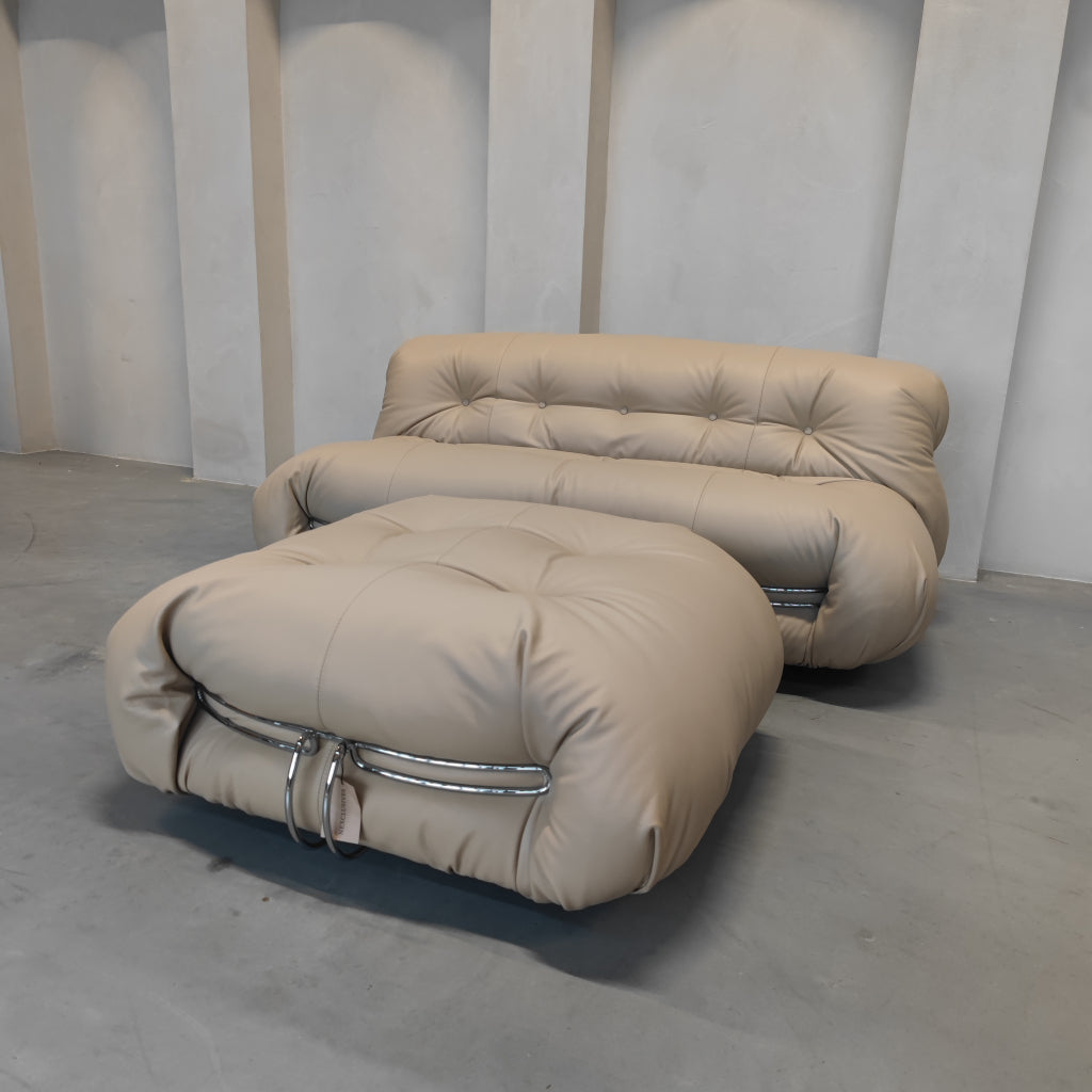 Cassina Soriana - Tweezits bank in Sand Leder