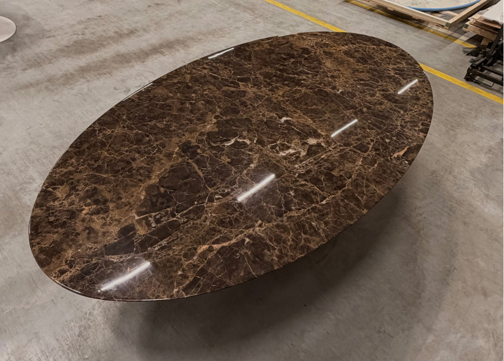 Knoll Saarinen High tulip table - 198 cm - brown emperador