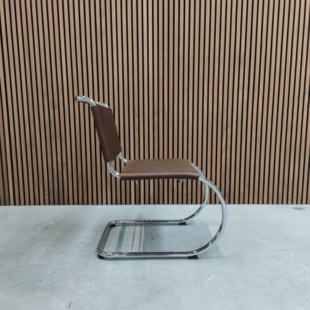 Thonet S 533 Eetkamerstoel  Chroom met Mokka Leder
