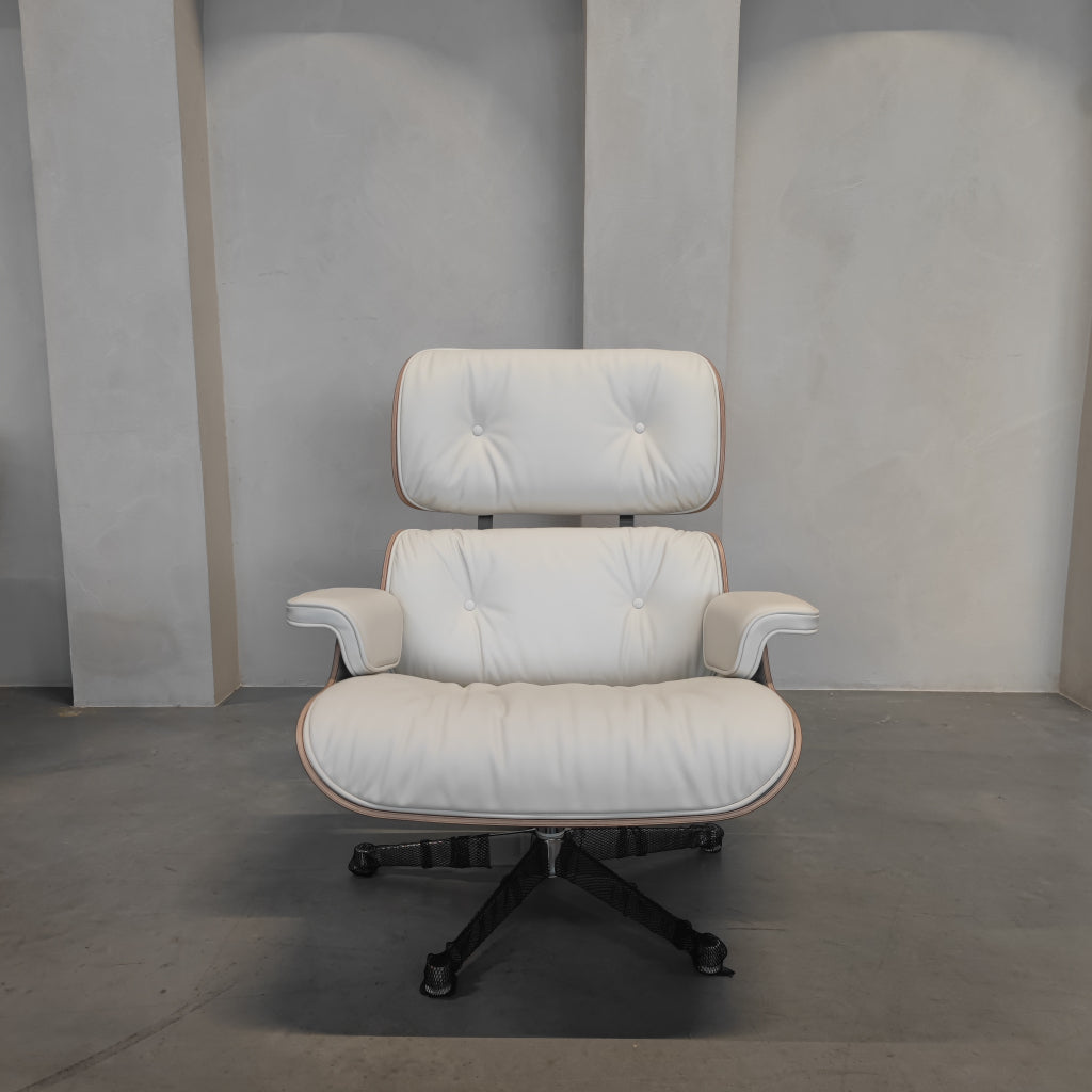 Vitra Eames Lounge chair - Notenhout wit - Snow leder