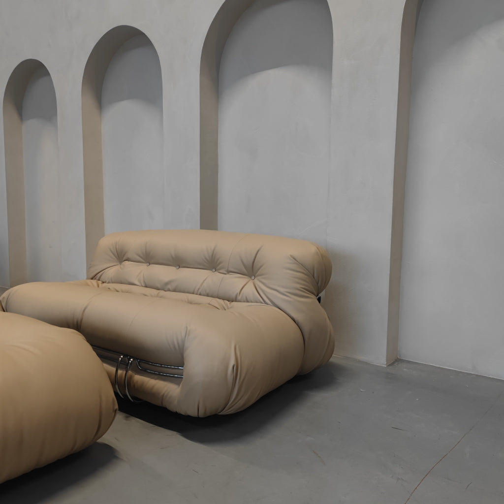 Cassina Soriana - Tweezits bank in Sand Leder