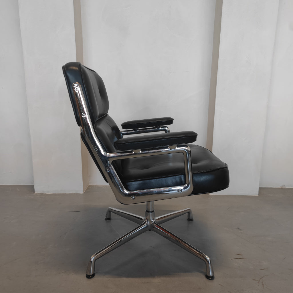 Vitra Eames Lobby chair - ES 108 - Zwart leder - Bureaustoel