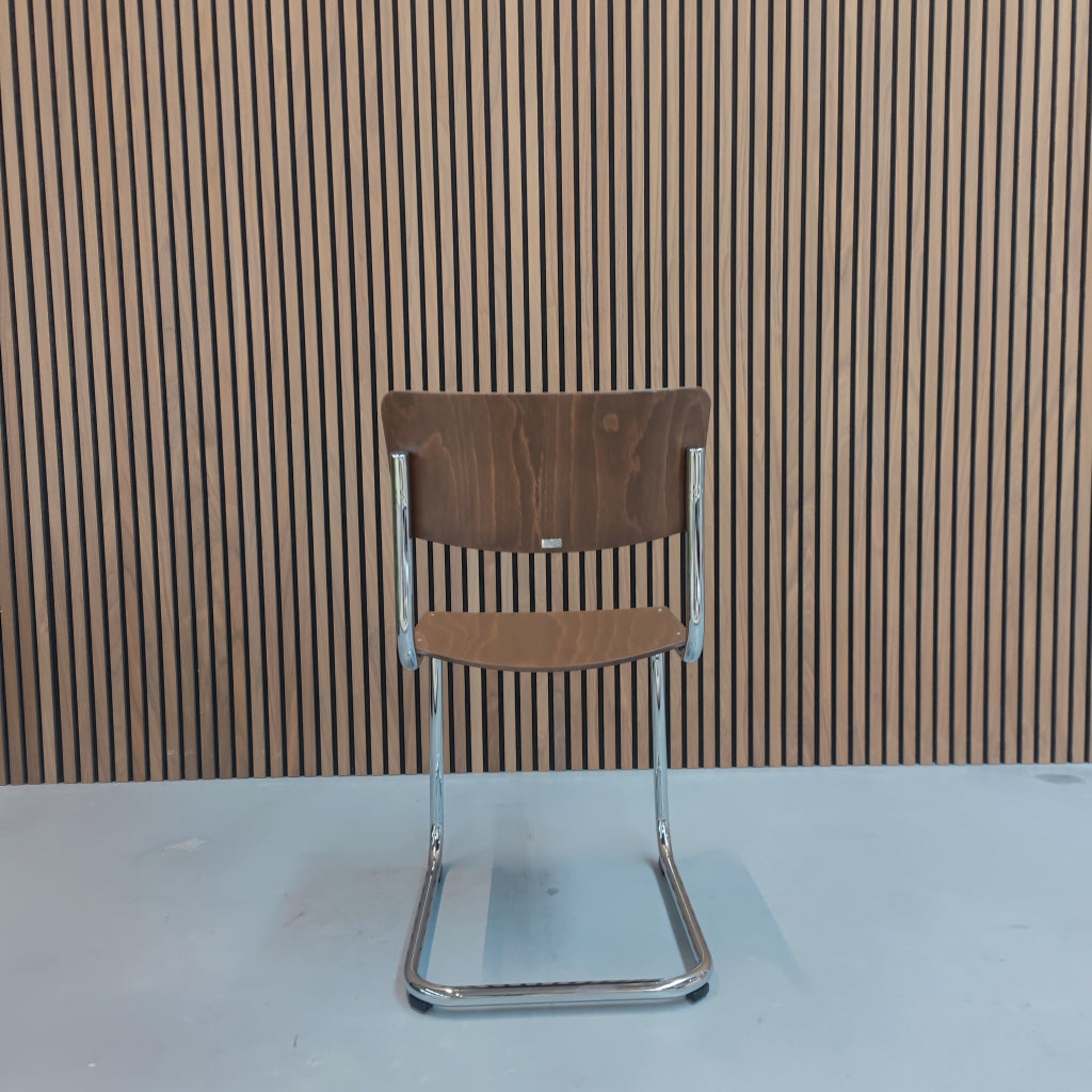 Thonet S 43 Stoel  Donker Walnoot Hout met Chroom