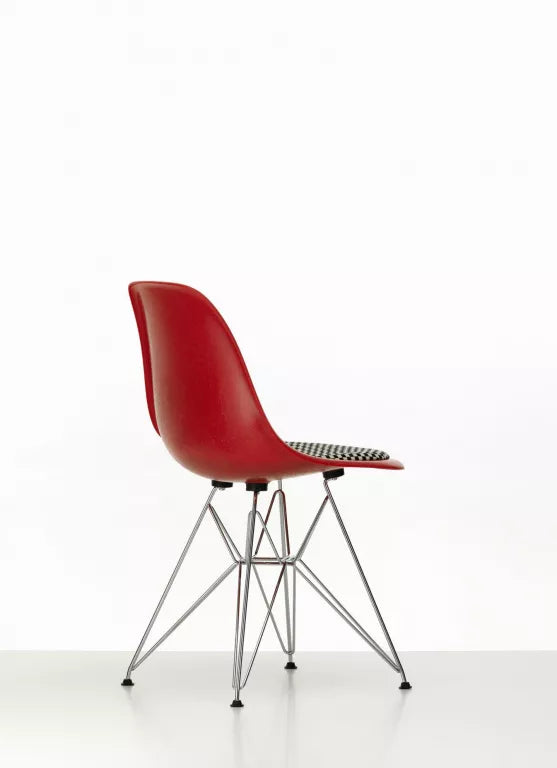 Vitra Eames DSR stoel fiberglass vast zitkussen, classic red