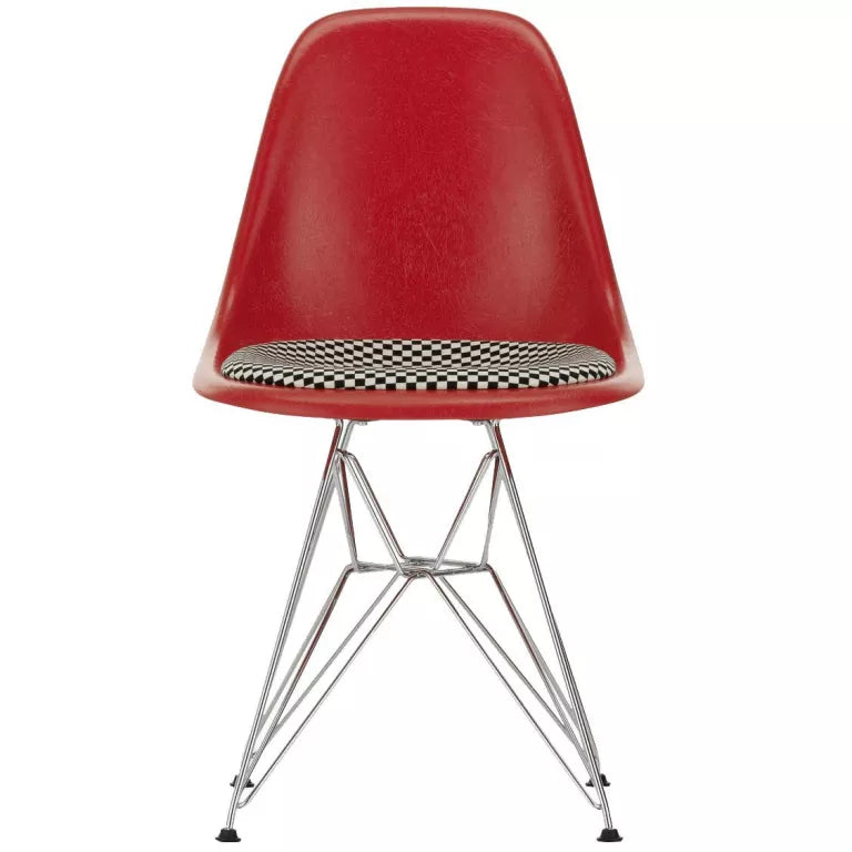 Vitra Eames DSR stoel fiberglass vast zitkussen, classic red