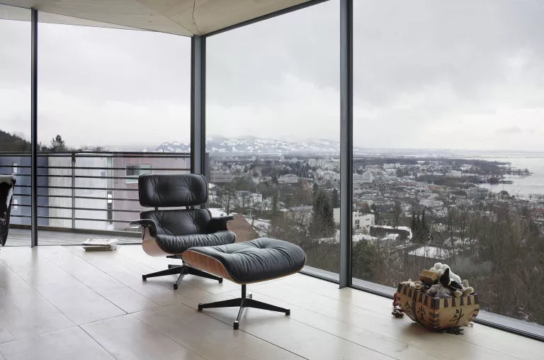 Vitra Eames Lounge chair met Ottoman fauteuil, walnotenhout Leder