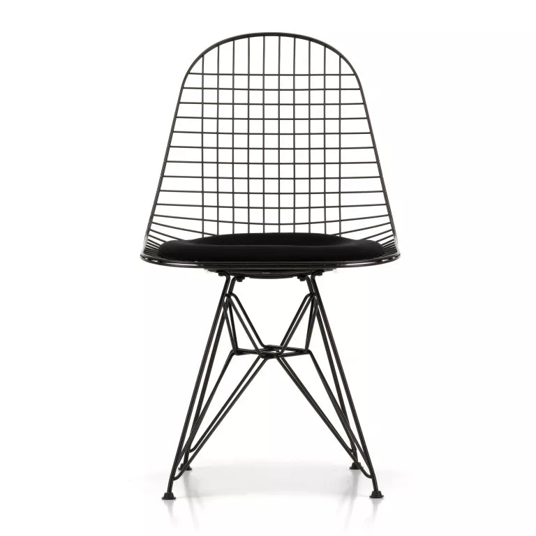 Vitra Eames Wire Chair DKR-5 stoel gepoedercoat onderstel zwart