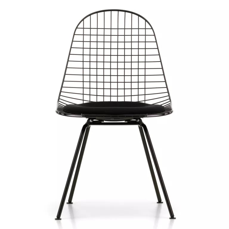 Vitra Eames Wire Chair DKX-5 stoel gepoedercoat onderstel zwart