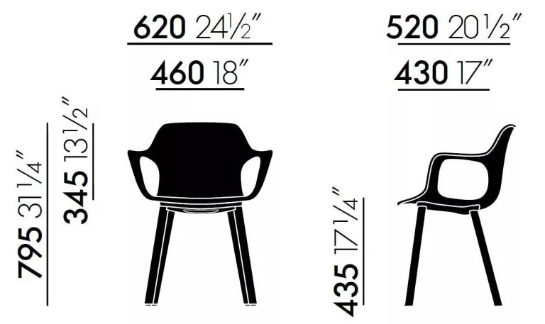 Vitra Hal Armchair Wood stoel donker eiken onderstel