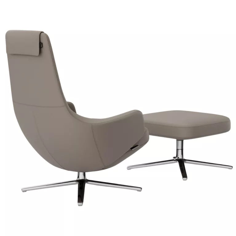 Vitra Repos Fauteuil met Ottoman, Leer premium F Sand