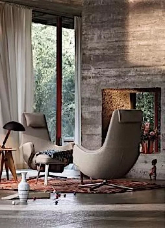 Vitra Repos Armchair with Ottoman, Leather premium F Sand