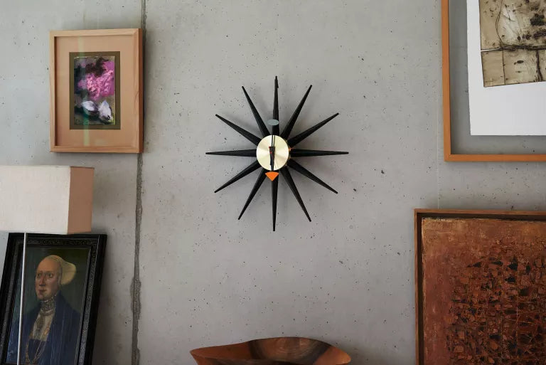 Vitra Sunburst Clock klok Black Collection Ø47