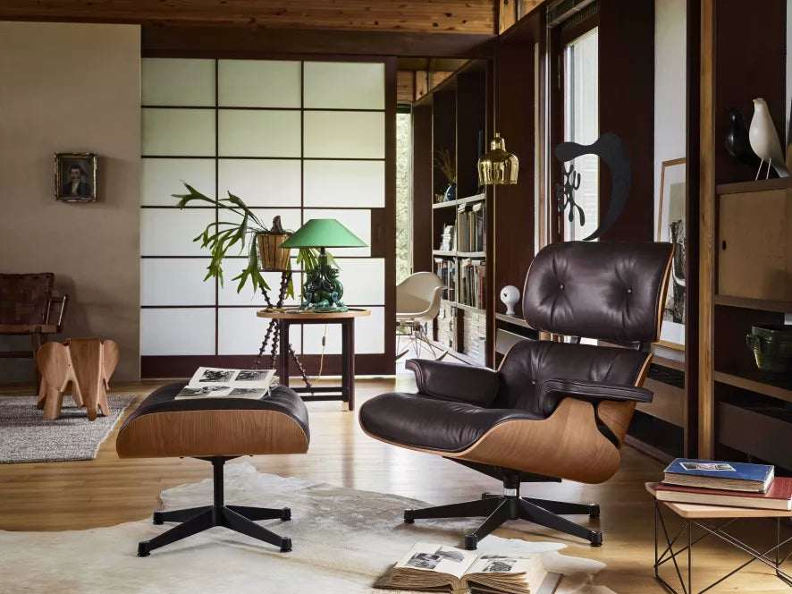 Vitra Eames Lounge chair fauteuil (nieuwe afmetingen) noten zwart